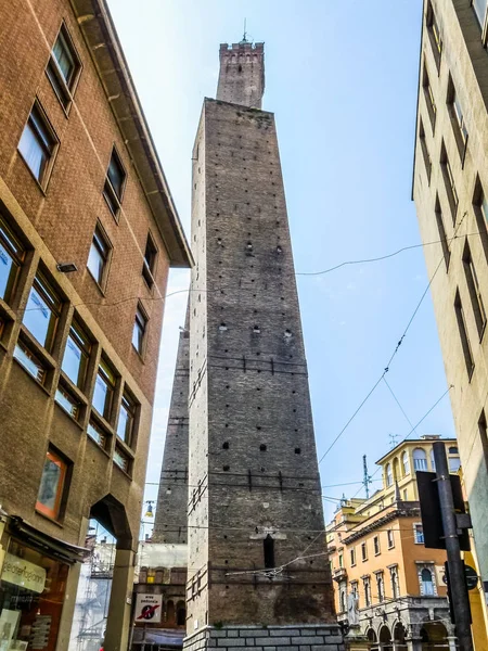 High Dynamic Range Hdr Torre Garisenda Degli Asinelli Tower Bologna — Stock Photo, Image