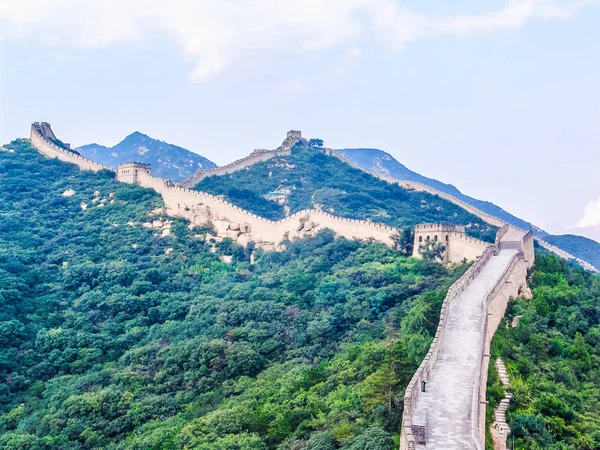 High Dynamic Range Hdr Ancient Great Wall China Fortifications — Stock Photo, Image