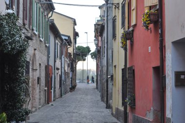 RIMINI, İtalya - CIRCA MARCH 2017: Eski şehir merkezi manzarası