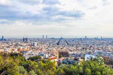 Barselona Mont Juic Hills yüksek dinamik aralık (Hdr) havadan görünümü