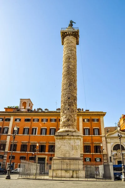 Vysoký Dynamický Rozsah Hdr Mramorový Sloupec Marcus Aurelius Náměstí Piazza — Stock fotografie