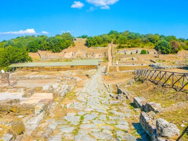 Roselle Grosseto İtalya arkeolojik alanda yüksek dinamik aralık (Hdr) Roma Harabeleri