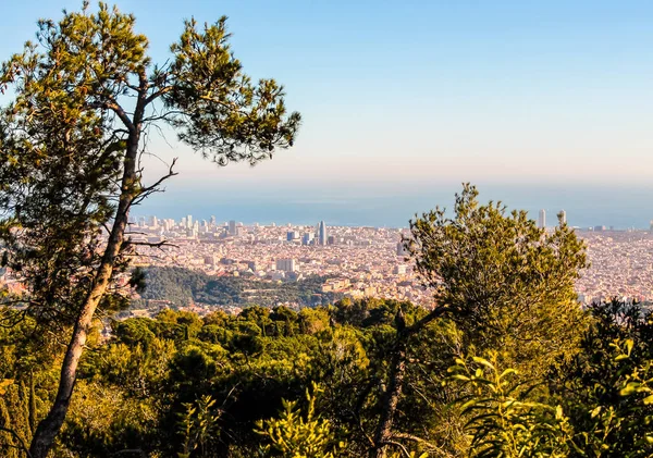 High dynamic range (HDR) Aerial view of Barcelona from the hills surrounding the city