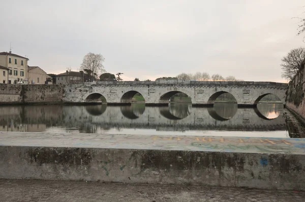 Ponte Tiberio Dvs Bron Tiberius Aka Bridge Augustus Rimini Italy — Stockfoto