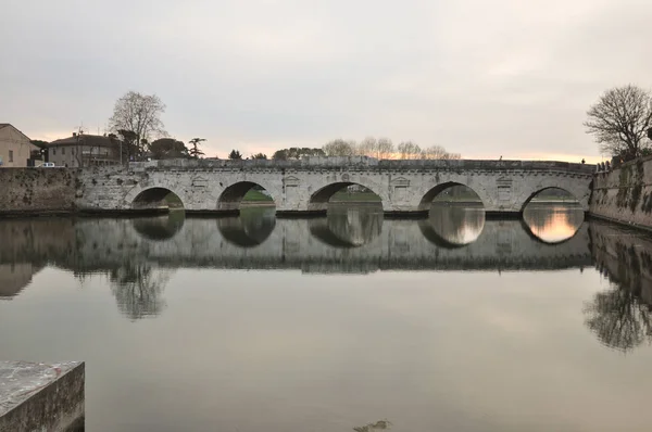 Ponte Tiberio Vagyis Tiberius Híd Más Néven Hidat Augustus Rimini — Stock Fotó