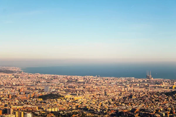 High Dynamic Range Hdr Aerial View Barcelona Hills Surrounding City — Stock Photo, Image