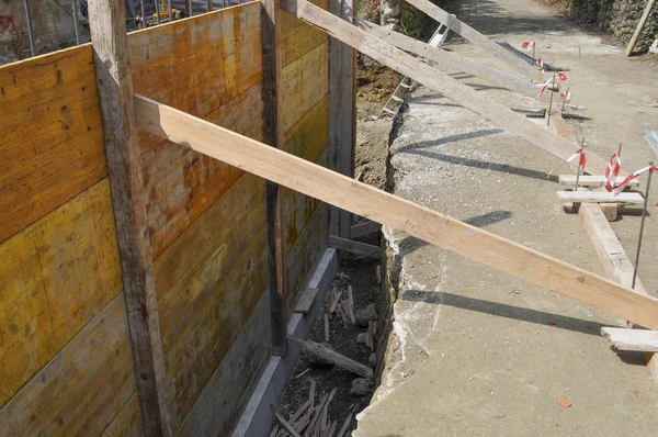 Baustelle Für Stahlbetonwandarbeiten — Stockfoto