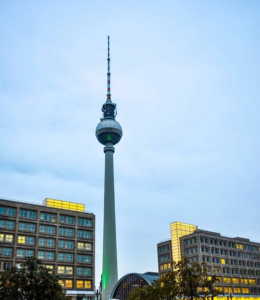 Vysoký Dynamický Rozsah Hdr Fersehturm Televizní Věž Berlíně Německo — Stock fotografie