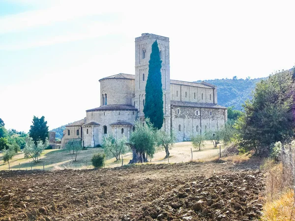 Zakres Wysokiej Dynamiki Hdr Antimo Abbey Abbazia Sant Antimo Toskania — Zdjęcie stockowe