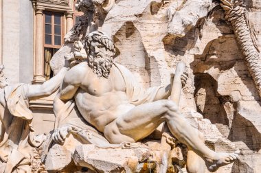 Yüksek dinamik aralık (Hdr) Fontana dei Quattro Fiumi Piazza Navona Meydanı'nda dört Irmak Çeşmesi anlam 1651 Gian Lorenzo Bernini tarafından tasarlanan