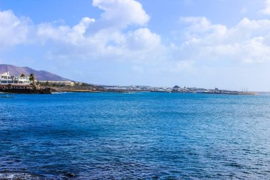 Yüksek dinamik aralık (Hdr) Lanzarote beach, Afrika kıyıları açıklarında Atlantik Okyanusu'nda Kanarya Adaları İspanyol bir adada