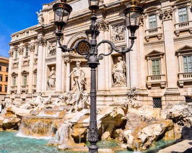 Yüksek dinamik aralık (Hdr) Barok Trevi Çeşmesi (Fontana di Trevi) Roma, İtalya