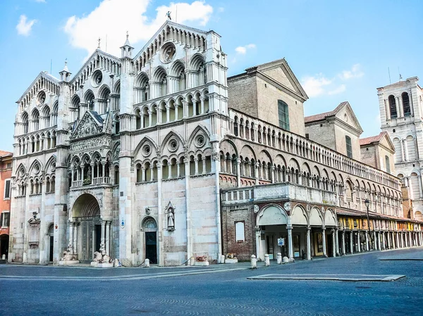 Alta Gama Dinâmica Hdr Catedral Românica Duomo Ferrara Emilia Romagna — Fotografia de Stock