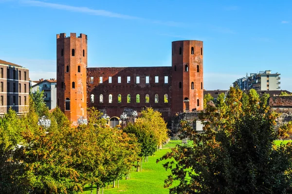 Hoher Dynamischer Bereich Hdr Torri Palatin Antike Römische Stadttore Turin — Stockfoto
