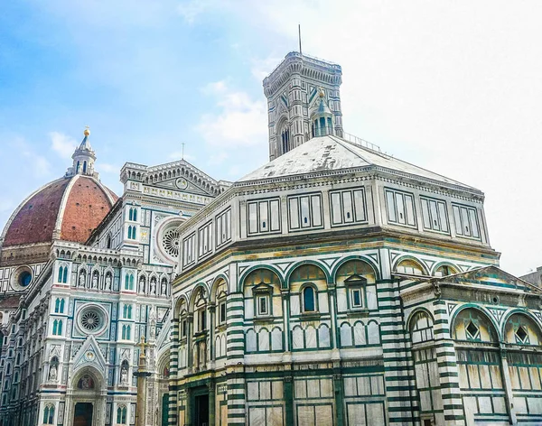 Wysoki Zakres Dynamiki Hdr Duomo Firence Florencja Katedra Kościół — Zdjęcie stockowe