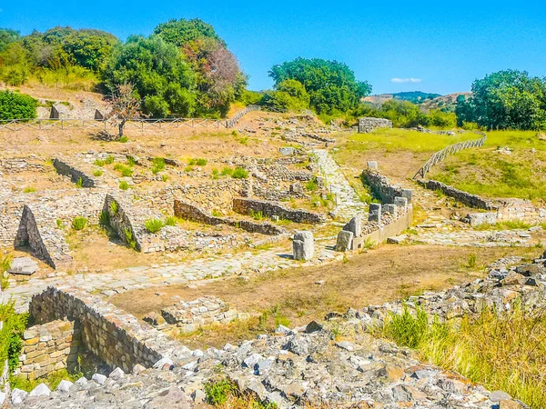 Alta Gama Dinâmica Hdr Ruínas Romanas Área Arqueológica Roselle Grosseto — Fotografia de Stock