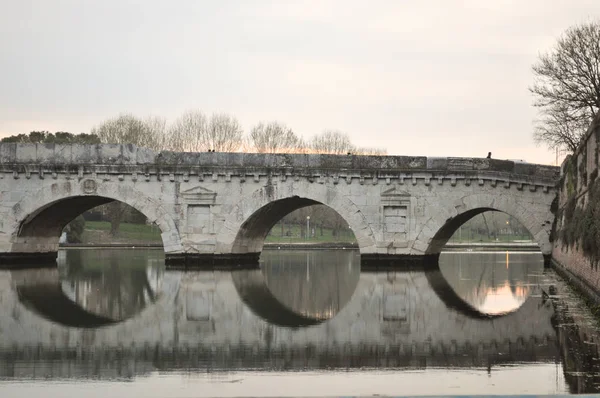 Ponte Tiberio Dvs Bron Tiberius Aka Bridge Augustus Rimini Italy — Stockfoto