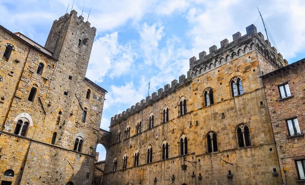 Yüksek Dinamik Aralık Hdr Piazza Dei Priori Meydanı Volterra Talya — Stok fotoğraf