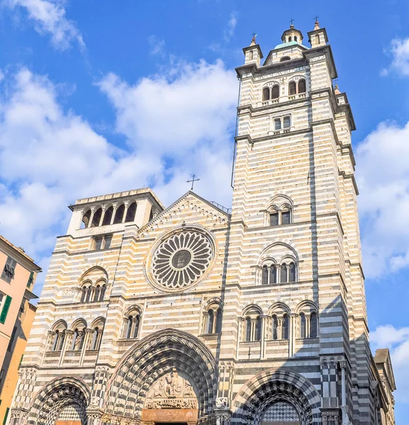 Stort Dynamiskt Omfång Hdr Cattedrale San Lorenzo Domkyrkakyrkan Genua Italien — Stockfoto