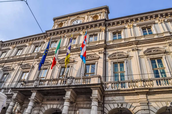 High Dynamic Range Hdr Palazzo Citta Town Hall Turin Italy — Stock Photo, Image