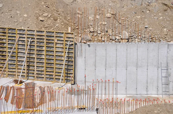 Construção Uma Parede Concreto Local Bulding — Fotografia de Stock