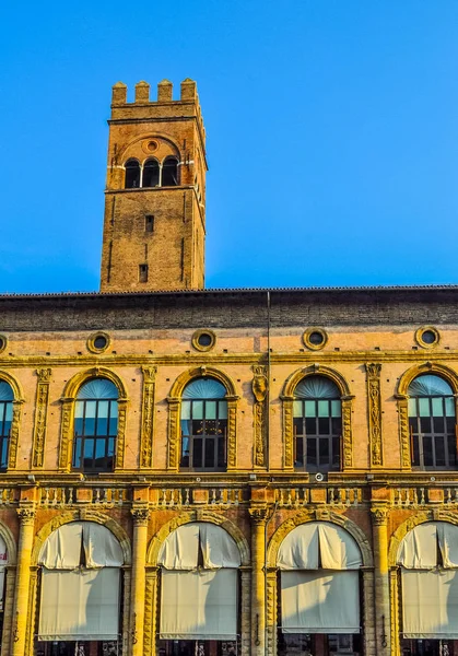 Alcance Dinâmico Hdr Palazzo Del Podesta Piazza Maggiore Bolonha Emília — Fotografia de Stock