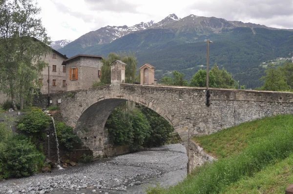Combo Brücke Über Den Fluss Frodolfo Bormio Italien — Stockfoto