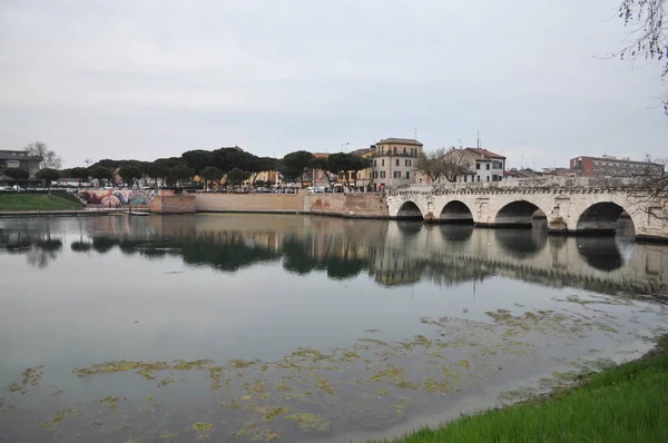 Ponte Tiberio Czyli Most Tyberiusza Aka Most Augusta Rimini Włochy — Zdjęcie stockowe