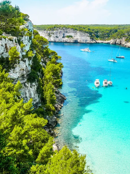 Alcance Dinâmico Hdr Vista Cala Galdana Ilha Minorca Espanha — Fotografia de Stock