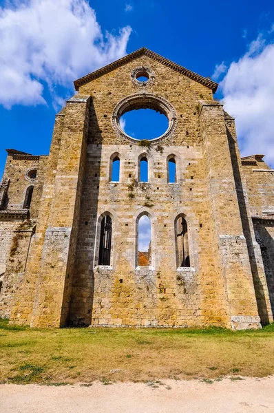 Yüksek Dinamik Aralık Hdr Kalıntıları Abbey Saint Galgano Cistercian Manastırı — Stok fotoğraf