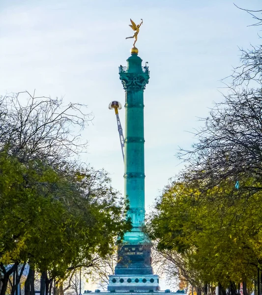 Obelisco Alta Gama Dinâmica Hdr Praça Place Bastille Paris França — Fotografia de Stock