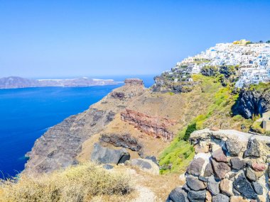 Yüksek Dinamik Aralık (Hdr) Imerovigli ege Yunan adası Santorini üzerinde