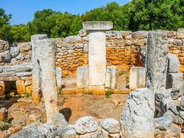 High dynamic range (HDR) Ancient ruins in the Torre den Galmes talayotic archeological site in Minorca, Spain