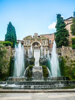 Yüksek dinamik aralık (Hdr) Antik Roma gardens Villa D este Tivoli Roma, İtalya