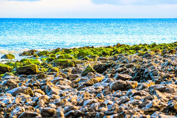 高动态范围 Hdr 兰萨罗特岛海滩 在非洲海岸大西洋中的加那利群岛上的西班牙岛 — 图库照片