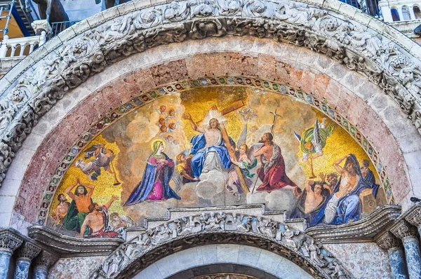 High Dynamic Range Hdr Ancient Mosaic San Marco Church Facade — Stock Photo, Image