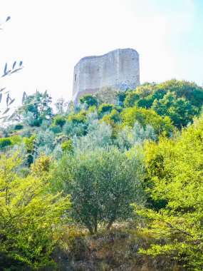 Yüksek dinamik aralık (Hdr) görünümü Rocca di Castiglione d Orcia, Toskana, İtalya