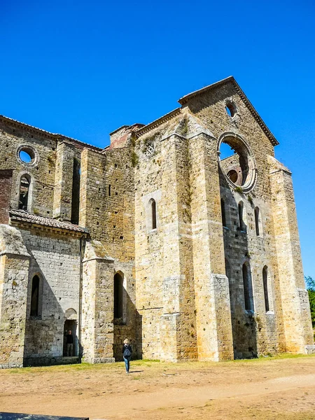 Yüksek Dinamik Aralık Hdr Galgano Abbey Abbazia San Galgano Tuscany — Stok fotoğraf