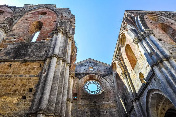 High Dynamic Range Hdr Ruins Abbey Saint Galgano Cistercian Monastery — Stock Photo, Image