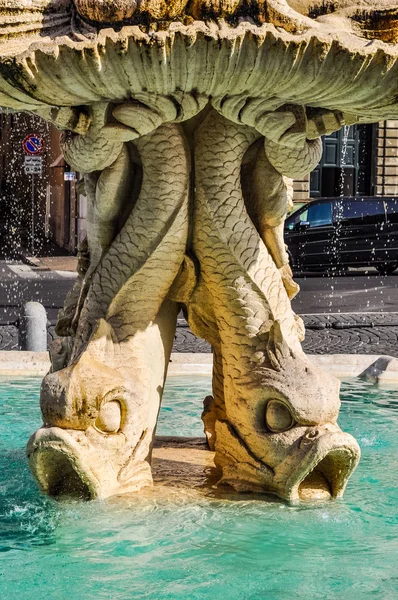 Zakres Wysokiej Dynamiki Hdr Fontana Del Tritone Czyli Fontanny Trytona — Zdjęcie stockowe