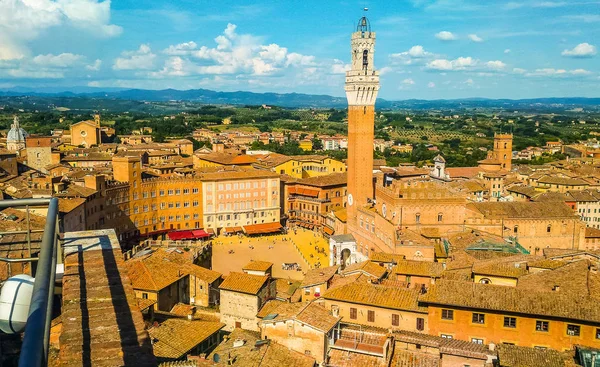 Wysoki Zakres Dynamiki Hdr Placu Piazza Del Campo Mieście Siena — Zdjęcie stockowe