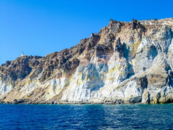 Faro Akrotiri Alta Gamma Dinamica Hdr Sull Isola Greca Santorini — Foto Stock