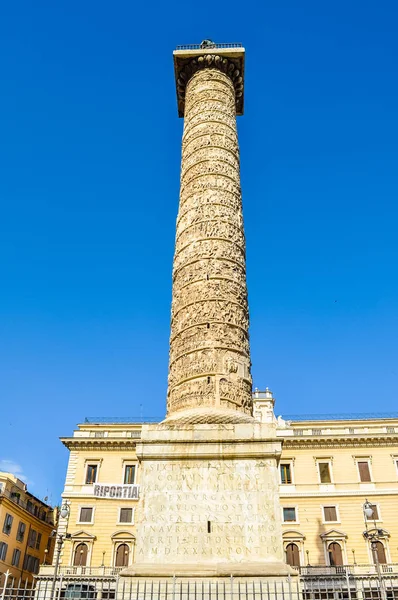 Vysoký Dynamický Rozsah Hdr Mramorový Sloupec Marcus Aurelius Náměstí Piazza — Stock fotografie