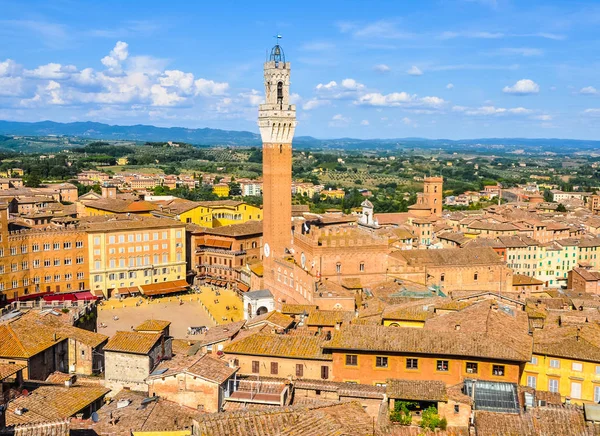 Vysokým Dynamickým Rozsahem Hdr Náměstí Piazza Del Campo Siena Itálie — Stock fotografie