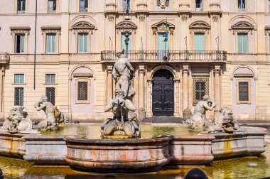 Yüksek dinamik aralık (Hdr) Fontana dei Quattro Fiumi Piazza Navona Meydanı'nda dört Irmak Çeşmesi anlam 1651 Gian Lorenzo Bernini tarafından tasarlanan
