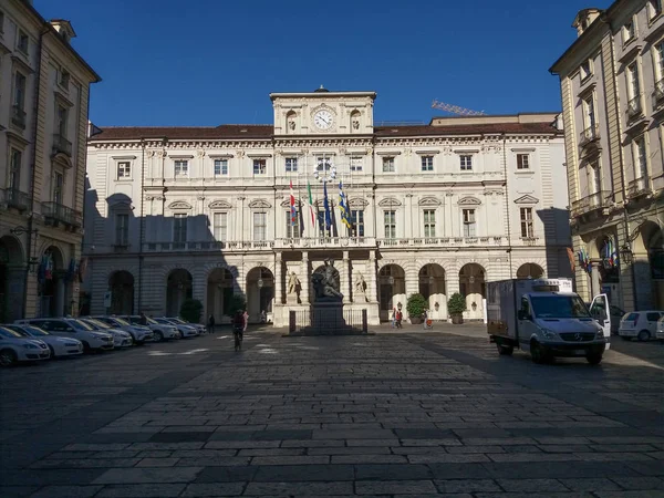 Palazzo Citta Significa Câmara Municipal Turim Itália — Fotografia de Stock