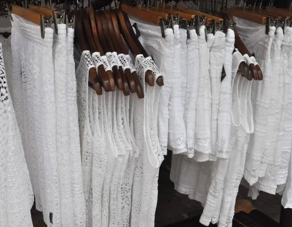 Branco Ver Através Roupas Femininas Saia Camisa — Fotografia de Stock