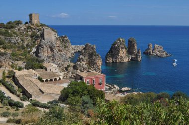 İtalya, Castellammare Del Golfo 'daki Scopello plajı