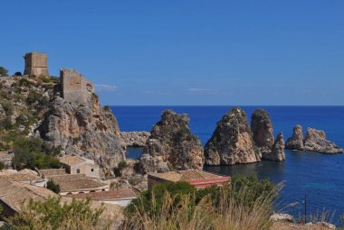 İtalya, Castellammare Del Golfo 'daki Scopello plajı