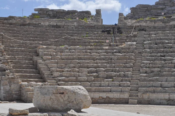 Ruiny Starověkého Řeckého Amfiteátru Segestě Itálie — Stock fotografie
